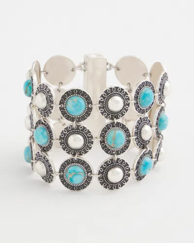 Chico's Turquoise And Silver Cab Bracelet |