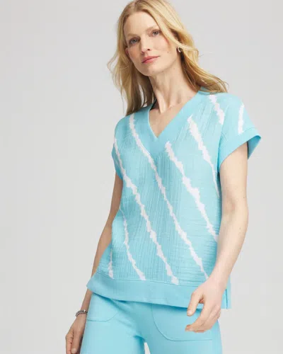 Chico's Tie-dye Gauze Top In Blue