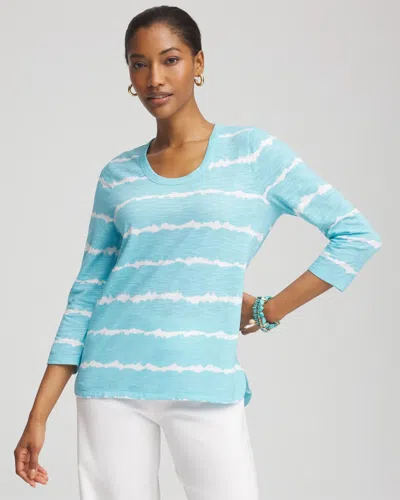 Chico's Tie-dye Scoop Neck Tee In Blue