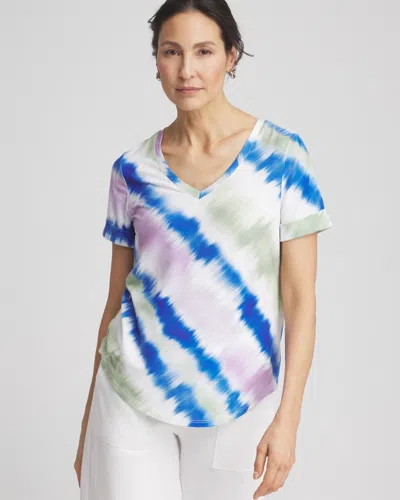 Chico's Tie-dye V-neck Tee In Moroccan Mint Size 8/10 |  Zenergy