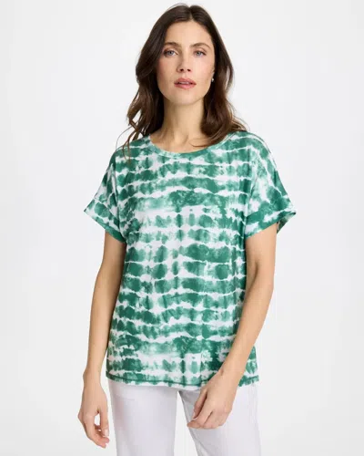 Chico's Tie-dye V-neck Tee In Water Lily Green