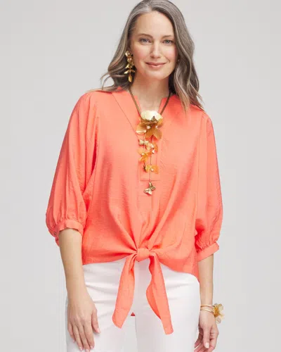 Chico's Tie-front Blouse In Melon Mambo Size 12/14 |
