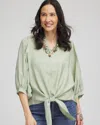 CHICO'S TIE-FRONT BLOUSE IN MOROCCAN MINT SIZE 20/22 | CHICO'S