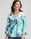 Chico's Tie-front Forward Seam Top In Blue
