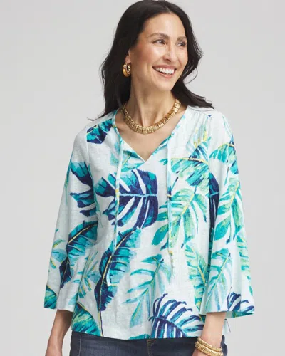 Chico's Tie-front Forward Seam Top In Blue