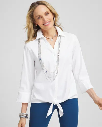 Chico's No Iron™ Tie-front Stretch Shirt In White Size Xxl |  In Optic White