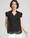 CHICO'S RUFFLE COLLAR BLOUSE IN BLACK SIZE 20/22 | CHICO'S