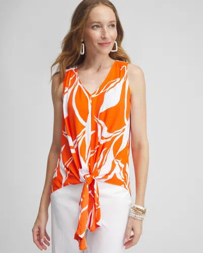 Chico's Tie Front Tank Top In Valencia Orange Size 18 |  In Blood Orange