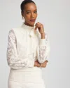 Chico's Tie-neck Banded-bottom Top In Cream In White