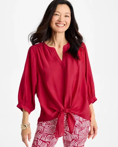 Chico's Tie-front Top In Cherry Lush