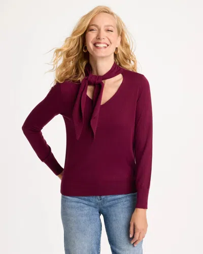 Chico's Tie-neck Pullover Sweater In Pomegranate