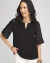 Chico's Jersey Tiered-sleeve Tee In Black Size 20/22 |  In Black