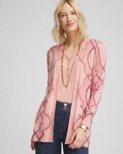 Chico's Tile Open-front Cardigan Sweater In French Blush Size 20/22 |