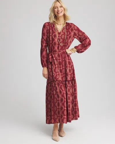 Chico's Tile Print Maxi Dress In Blackcurrant Size 16/18 |