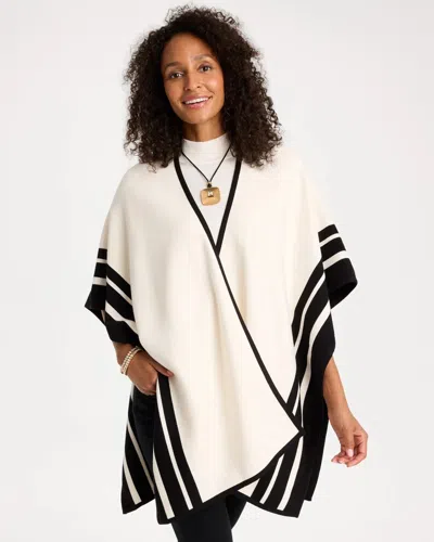 Chico's Tipped Double-knit Ruana In Soft Ivory