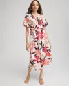 Chico's Tonal Floral Ruffle-sleeved Midi Dress In Multi