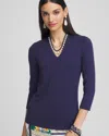 Chico's Touch Of Cool™ 3/4 Sleeve Tee In Blue Size 20/22 |  In Passport Blue