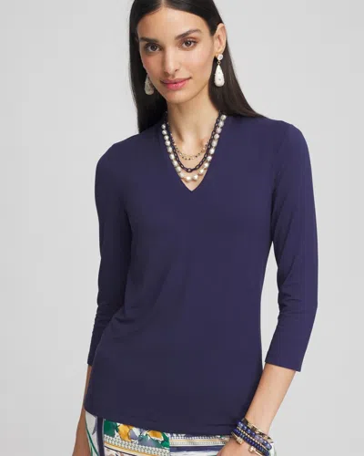 Chico's Touch Of Cool™ 3/4 Sleeve Tee In Blue Size 20/22 |  In Passport Blue