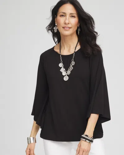 Chico's Touch Of Cool™ Angel-sleeved Blouse In Black Size 16/18 |