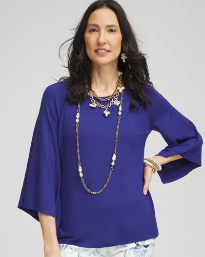Chico's Touch Of Cool™ Angel-sleeved Blouse In Blue Size 4/6 |  In Blue Casa