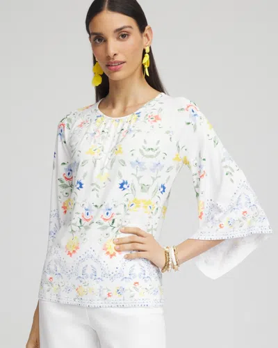 Chico's Touch Of Cool™ Angel-sleeved Blouse In White Size 16/18 |  In Alabaster