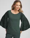 Chico's Touch Of Cool Burnout Angel-sleeved Top In Darkest Spruce In Green