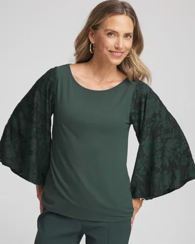 Chico's Touch Of Cool Burnout Angel-sleeved Top In Darkest Spruce In Green