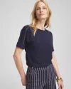 Chico's Touch Of Cool Caviar Bead Detail Tee In Blue Size 20/22 |  In Classic Navy