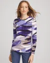 Chico's Touch Of Cool Crewneck Layering Tee In Black In Purple
