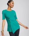 Chico's Touch Of Cool Draped Tunic Top In Jade Garden Size 20/22 |  In Jade Garden
