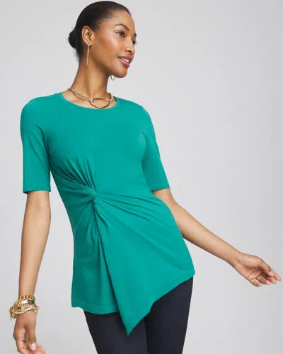 Chico's Touch Of Cool Draped Tunic Top In Jade Garden Size 20/22 |