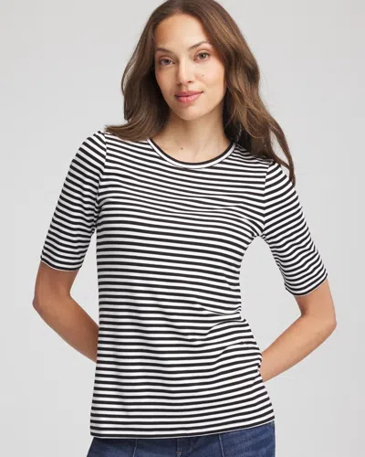 Chico's Touch Of Cool Elbow-sleeve Perfect Tee In Black