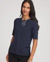 Chico's Touch Of Cool Elbow-sleeve Perfect Tee In Blue