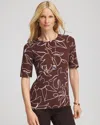 Chico's Touch Of Cool Elbow-sleeve Perfect Tee In Cacao In Brown