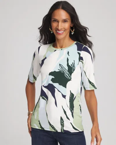 Chico's Touch Of Cool Elbow-sleeve Perfect Tee In Sage Meadow