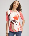 Chico's Touch Of Cool Elbow-sleeve Perfect Tee In Siesta Rose In Multi