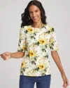 Chico's Touch Of Cool Elbow-sleeve Perfect Tee In White In Sand