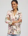 Chico's Touch Of Cool™ Floral 3/4 Sleeve Tee In White Size 16/18 |  In Alabaster