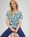 Chico's Touch Of Cool Floral Banded Hem Top In Mint Size 20/22 |  In Mint