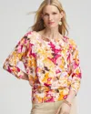 Chico's Touch Of Cool™ Floral Banded-hem Top In Pink Size 12/14 |  In Faded Pink