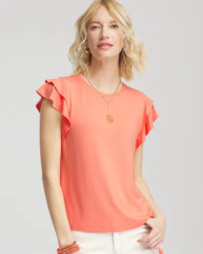 Chico's Touch Of Cool Flutter Sleeve Tee In Orange
