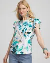Chico's Touch Of Cool Flutter Sleeve Tee In White In White
