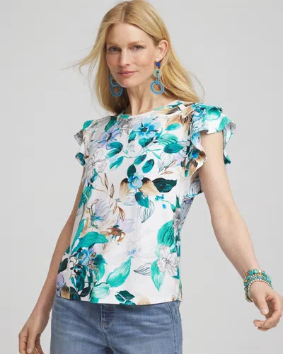 Chico's Touch Of Cool Flutter Sleeve Tee In White
