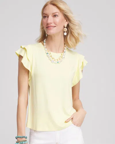 Chico's Touch Of Cool Flutter Sleeve Tee In Yellow