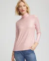 Chico's Touch Of Cool Foil Mock Neck Layering Tee In Blushed In Pink
