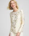 Chico's Touch Of Cool Foiled Layering Tee In White In Sand