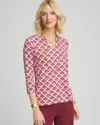 Chico's Touch Of Cool™ Geo 3/4-sleeve Tee In Pink Size 20/22 |  In Faded Pink