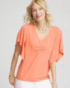 Chico's Touch Of Cool Handkerchief-sleeve V-neck Tee In Orange In Orange
