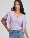 Chico's Touch Of Cool Handkerchief-sleeve V-neck Tee In Purple In Purple