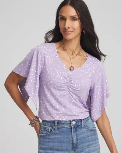 Chico's Touch Of Cool Handkerchief-sleeve V-neck Tee In Purple
